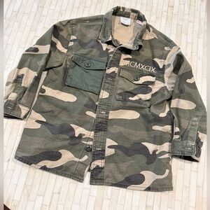 Kids Zara Green and Tan Camouflage Shirt